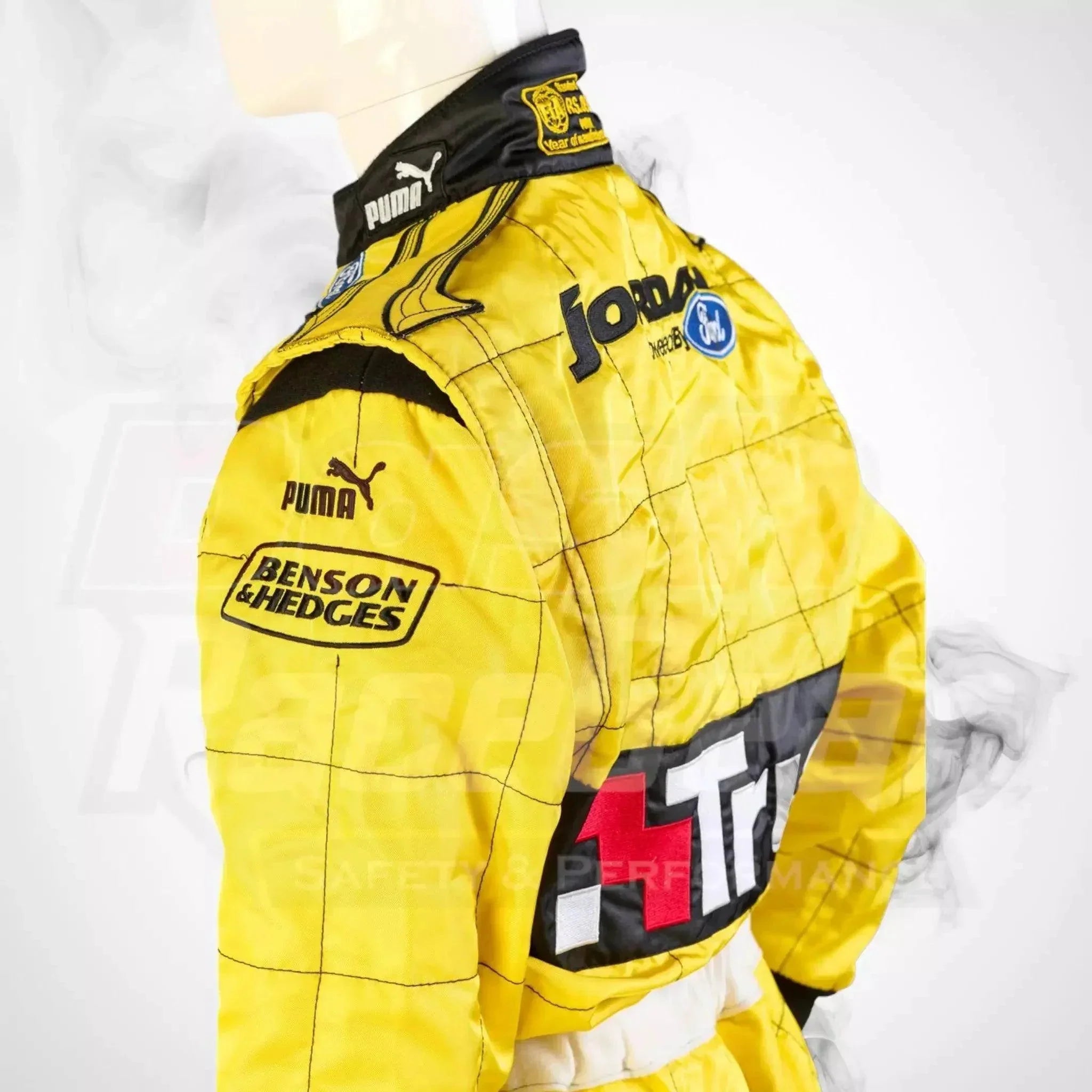 2004 jordan ford benson & hedges sparco formula 1 nigel mansell’s race suit 2004 jordan ford benson & hedges sparco formula 1 nigel mansell’s race suit