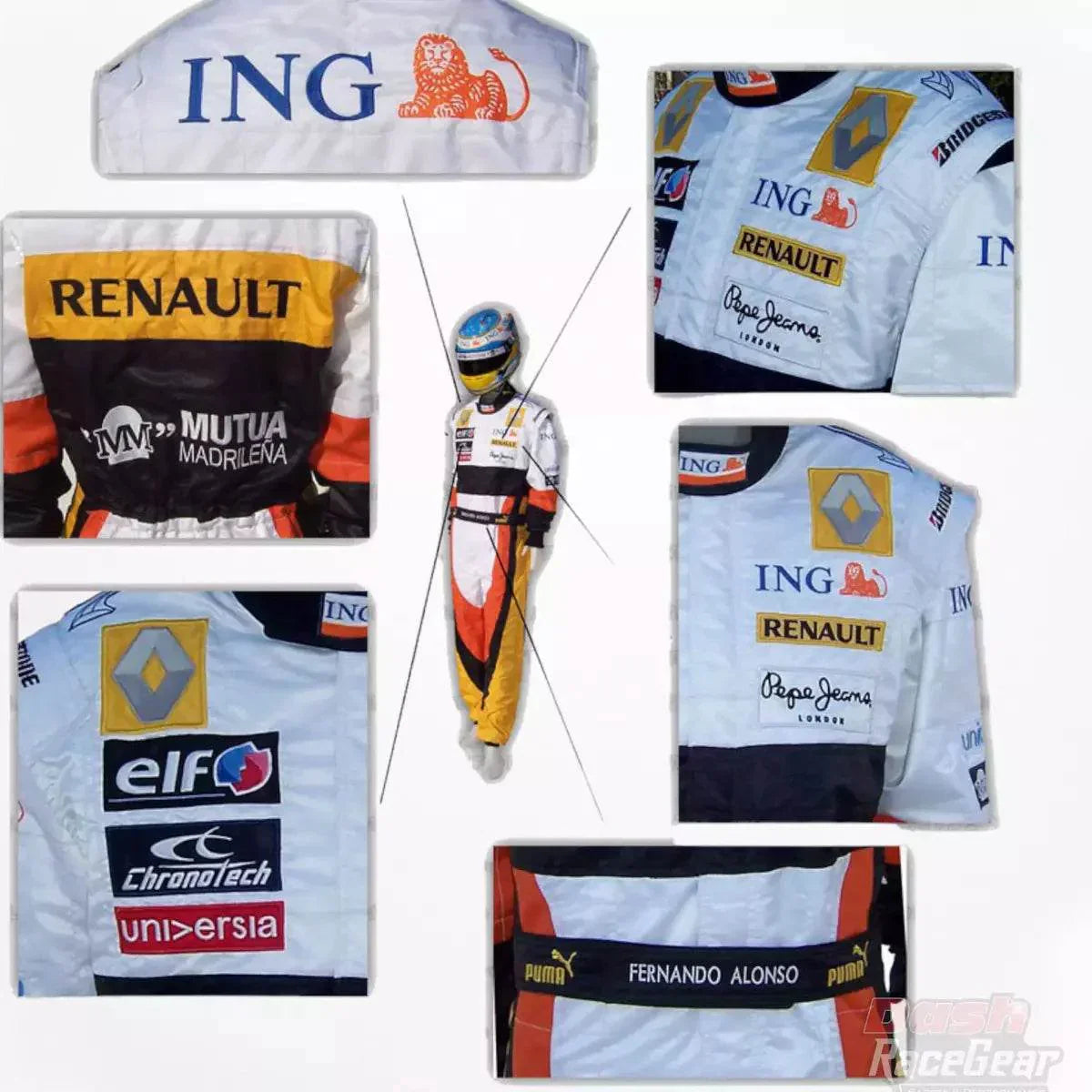 2008 fernando alonso renault f1 embroidered racing suit 2008 fernando alonso renault f1 embroidered racing suit