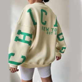 Best-Selling Y2K Round Neck Women’s Hoodie Letter Print Sweatshirt