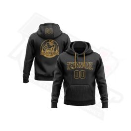 Custom Stitched Black & Old Gold Football Pullover Hoodie