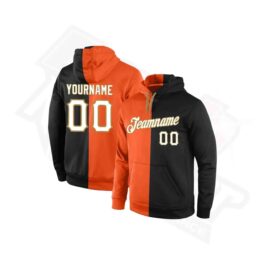 Custom Stitched Orange, White & Black Split Sports Hoodie