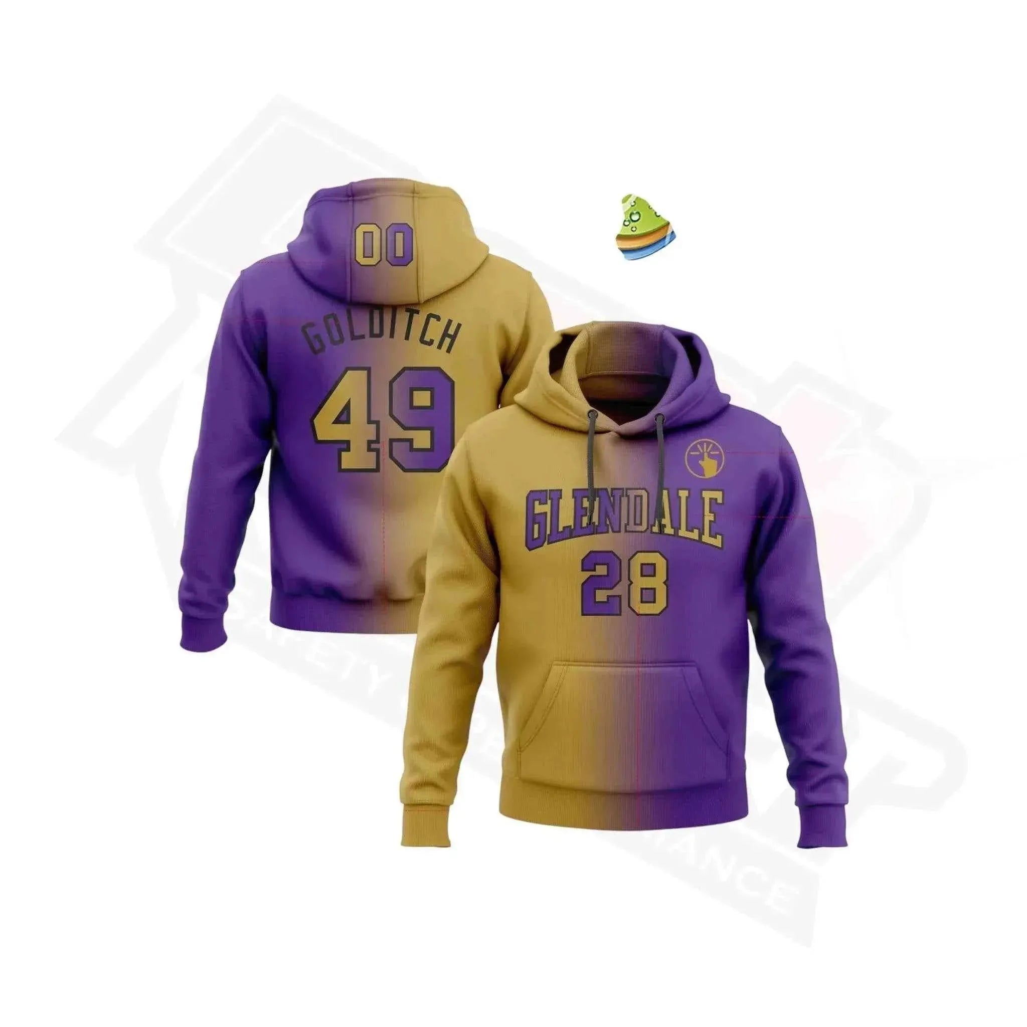 Custom Stitched Purple, Old Gold & Black Gradient Sports Hoodie Dash Racegear