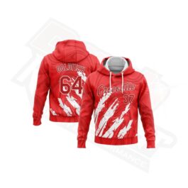 Custom Stitched Red & White 3D Pattern Sports Hoodie