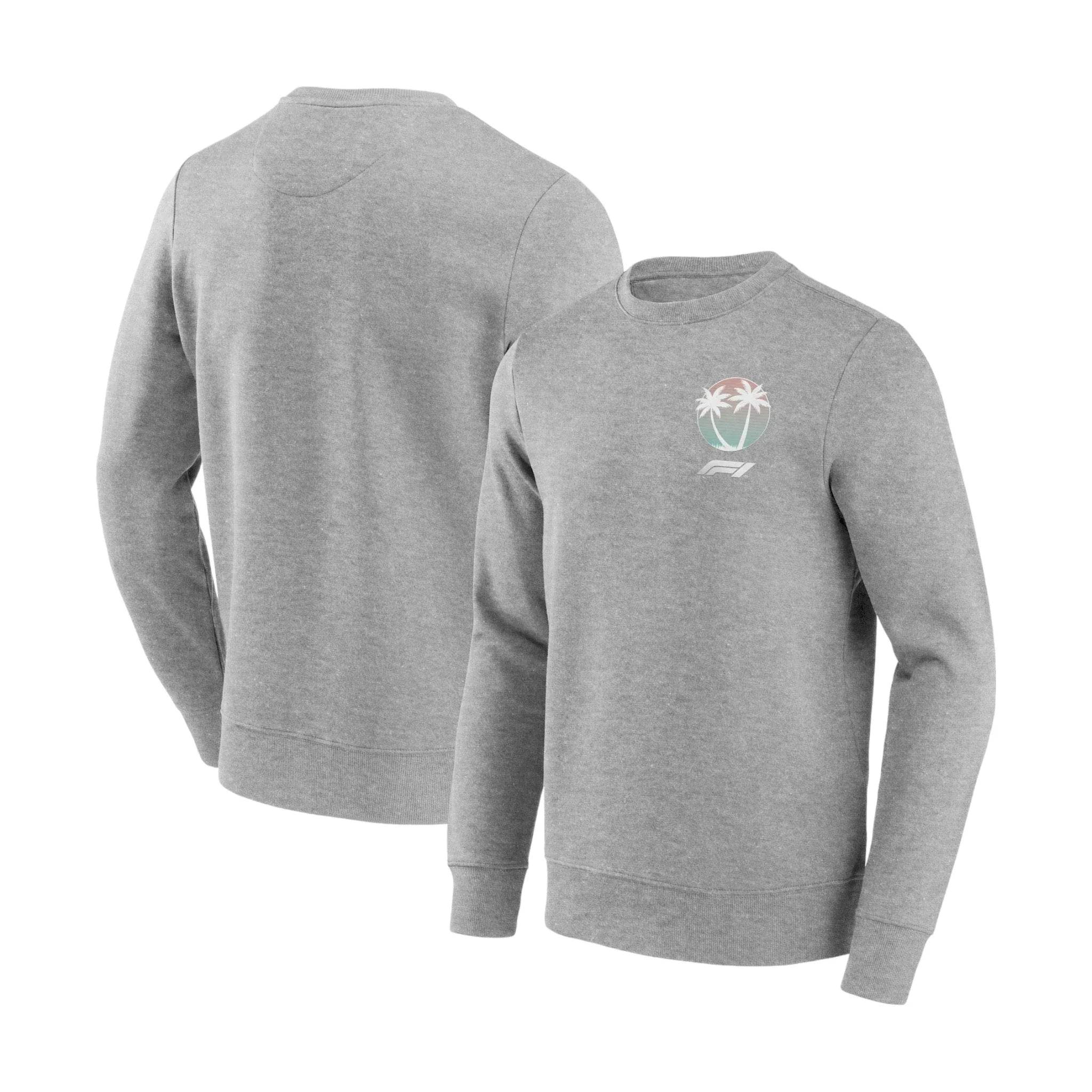 formula 1 beach club graphic crew sweatshirt sports gray Formula 1 Beach Club Graphic Crew Sweatshirt Sports Gray Dash Racegear