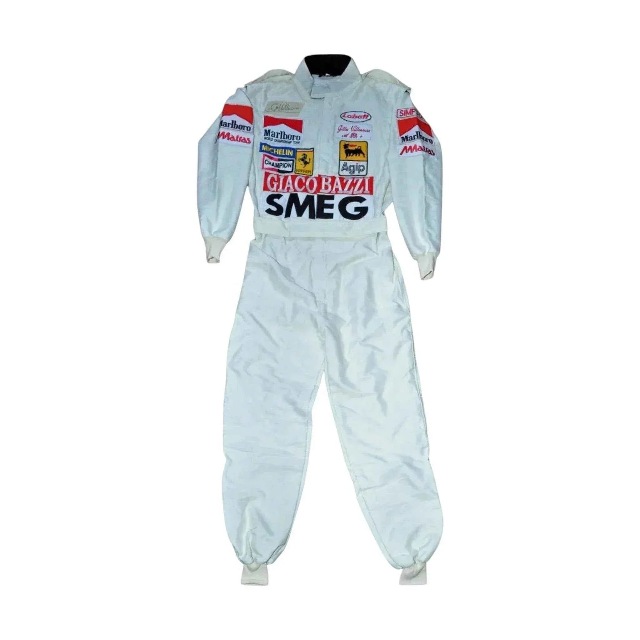 gilles villeneuve signed ferrari 1980 f1 replica race suit GILLES VILLENEUVE SIGNED Ferrari 1980 F1 REPLICA Race SUIT Dash Racegear