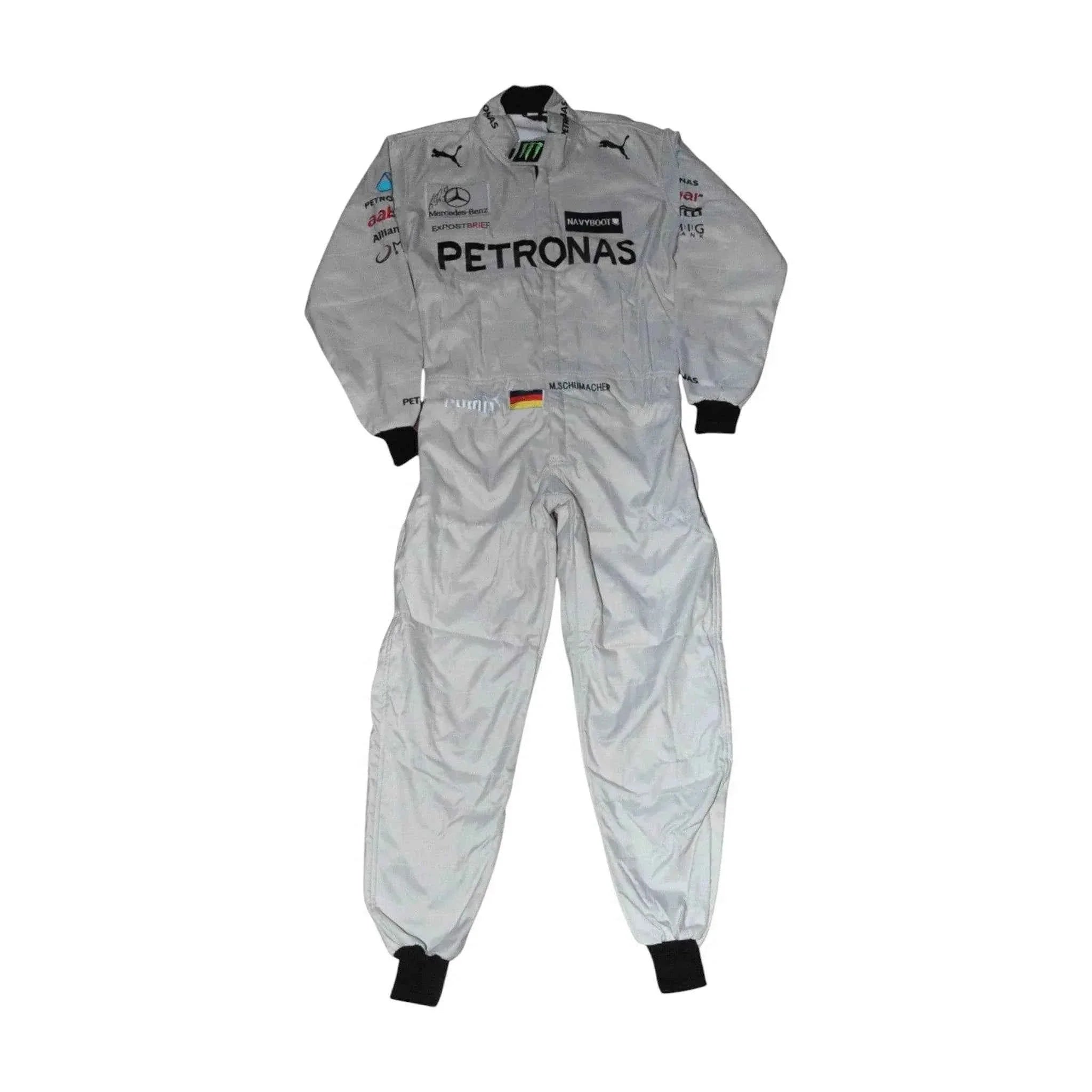 michael schumacher signed mercedes 2012 f1 replica race suit Michael Schumacher SIGNED Mercedes 2012 F1 REPLICA Race SUIT Dash Racegear