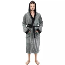 New Unisex Fleece Hooded Bathrobes