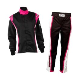 RACECHICK FIERCE TWO-PIECE WOMEN’S AUTO RACING SUIT SFI 3.2A/1 (BLACK/PINK)