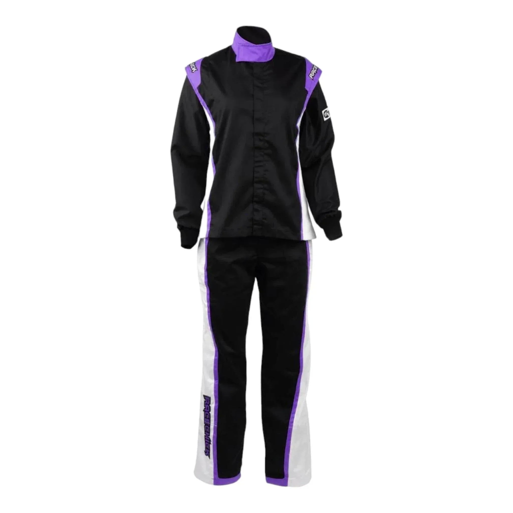 racechick fierce two piece women's auto racing suit sfi 3.2a/1 (black/purple) RACECHICK FIERCE TWO-PIECE WOMEN'S AUTO RACING SUIT SFI 3.2A/1 (BLACK/PURPLE) Dash Racegear