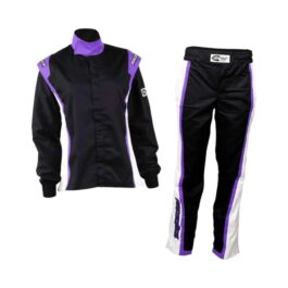 RACECHICK FIERCE TWO-PIECE WOMEN’S AUTO RACING SUIT SFI 3.2A/1 (BLACK/PURPLE)