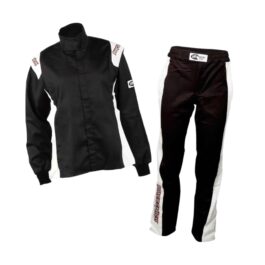 RACECHICK FIERCE TWO-PIECE WOMEN’S AUTO RACING SUIT SFI 3.2A/1 (BLACK/WHITE)