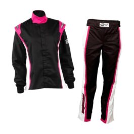 RACECHICK FIERCE TWO-PIECE WOMEN’S AUTO RACING SUIT SFI 3.2A/5 (BLACK/PINK)