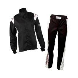 RACECHICK FIERCE TWO-PIECE WOMEN’S AUTO RACING SUIT SFI 3.2A/5 (BLACK/WHITE)