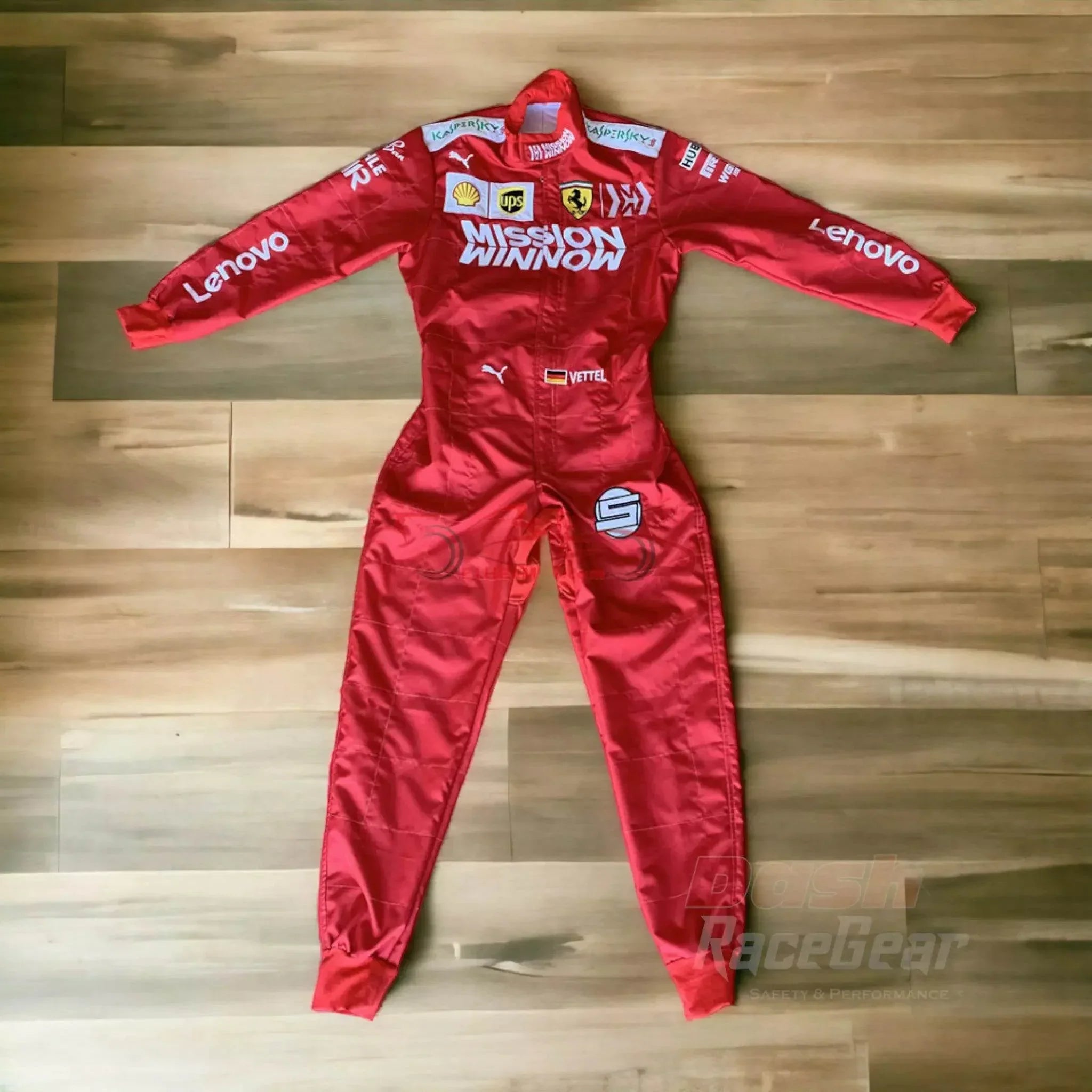 Sebastian Vettel Ferrari Mission Winnow F1 Embroidered Racing Suit DASH RACEGEAR