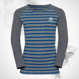 Ski Underwear shirt O Active Warm Eco Kids Stripes BL Top Crew Neck LS Blue Wing Teal/Reef Waters – 2022/23